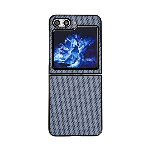 Samsung Galaxy Z Flip5 Braided Leather Texture PC Phone Case - Blue