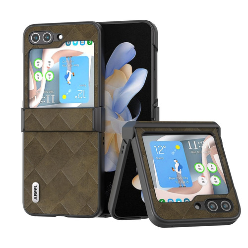 Samsung Galaxy Z Flip5 ABEEL Weave Plaid PU Phone Case - Green