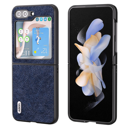 Samsung Galaxy Z Flip5 ABEEL Retro Litchi Texture PU Phone Case - Blue