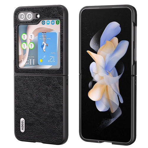 Samsung Galaxy Z Flip5 ABEEL Retro Litchi Texture PU Phone Case - Black
