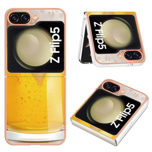 Samsung Galaxy Z Flip5 Electroplating Marble Dual-side IMD Phone Case - Draft Beer