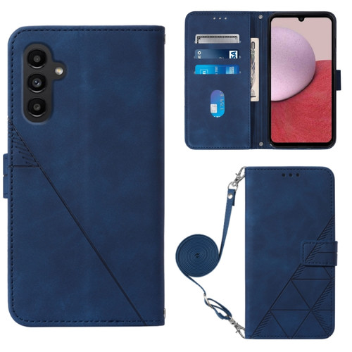 Samsung Galaxy A25 5G / A24 Crossbody 3D Embossed Flip Leather Phone Case - Blue