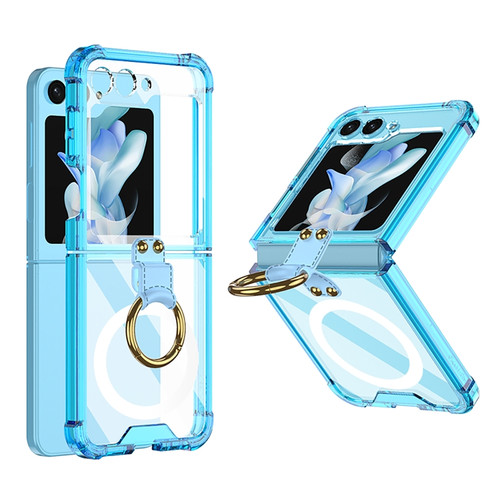 Samsung Galaxy Z Flip5 GKK MagSafe Airbag Hinge Shockproof Phone Case with Ring Holder - Blue