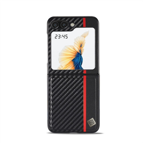 Samsung Galaxy Z Flip5 LC.IMEEKE Carbon Fiber PU + TPU Horizontal Flip Leather Phone Case - Vertical Black