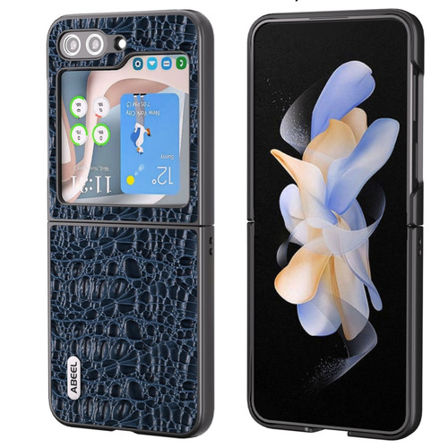 Samsung Galaxy Z Flip5 ABEEL Genuine Leather Sky Series Black Edge Phone Case - Blue