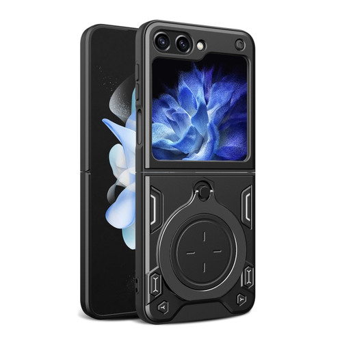 Samsung Galaxy Z Flip5 CD Texture Magnetic Holder Phone Case - Black