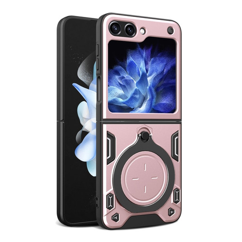 Samsung Galaxy Z Flip5 CD Texture Magnetic Holder Phone Case - Pink