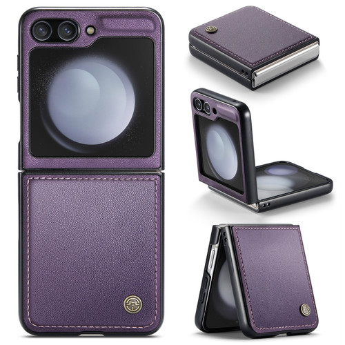 Samsung Galaxy Z Flip5 CaseMe 023 Butterfly Buckle Litchi Texture RFID Anti-theft Leather Phone Case - Pearly Purple