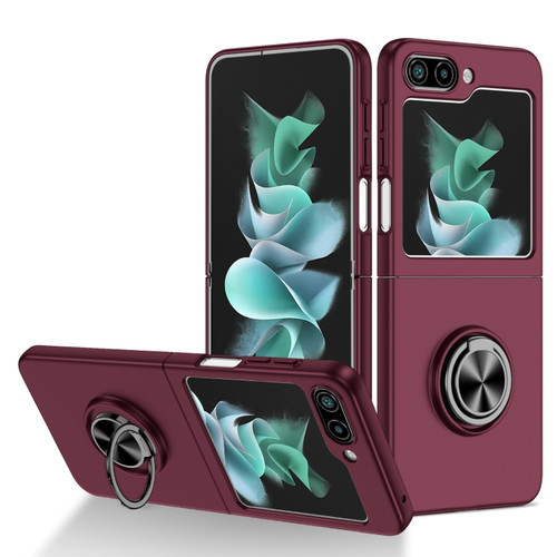 Samsung Galaxy Z Flip5 5G Armor Ring Holder Phone Case - Wine Red