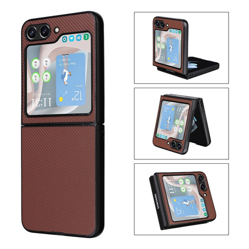 Samsung Galaxy Z Flip5 5G PU Leather PC Phone Case - Brown