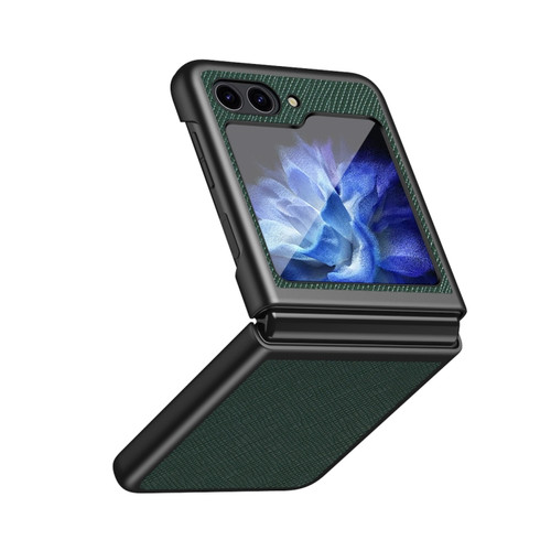 Samsung Galaxy Z Flip5 Cross Texture All Inclusive Shockproof Protective Phone Case - Green