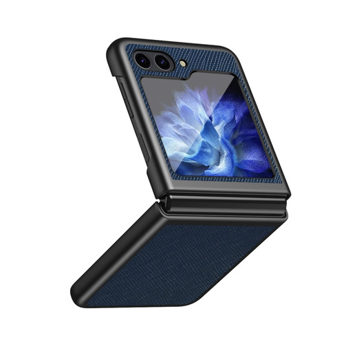 Samsung Galaxy Z Flip5 Cross Texture All Inclusive Shockproof Protective Phone Case - Blue