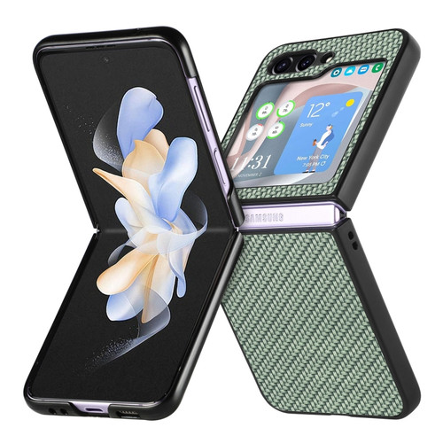 Samsung Galaxy Z Flip5 Carbon Fiber Fold Back Phone Case - Green