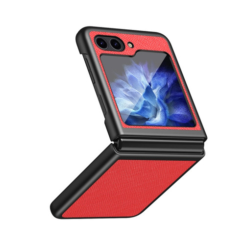 Samsung Galaxy Z Flip5 Cross Texture All Inclusive Shockproof Protective Phone Case - Red