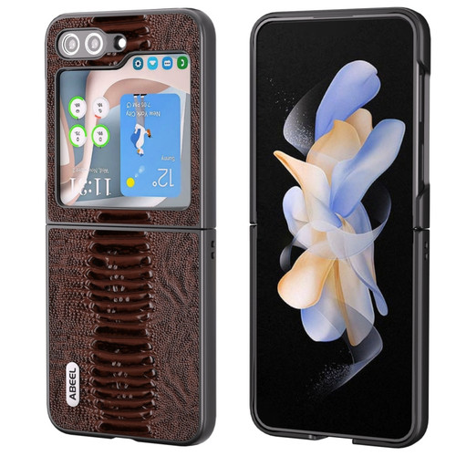 Samsung Galaxy Z Flip5 ABEEL Genuine Leather Weilai Series Phone Case - Coffee