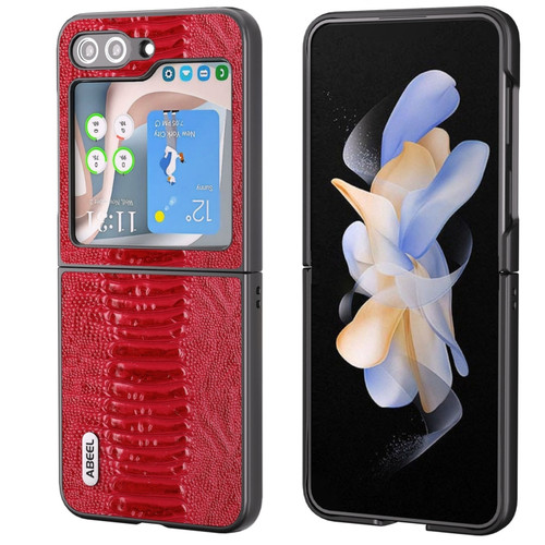 Samsung Galaxy Z Flip5 ABEEL Genuine Leather Weilai Series Phone Case - Red
