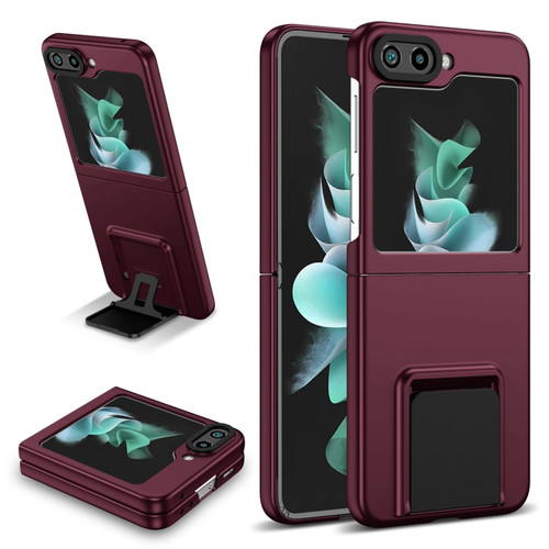 Samsung Galaxy Z Flip5 5G Three-dimensional Folding Holder PC Phone Case - Wine Red