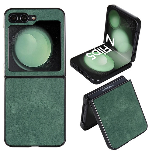 Samsung Galaxy Z Flip5 Folding Leather Phone PC Case - Pine Needle Green