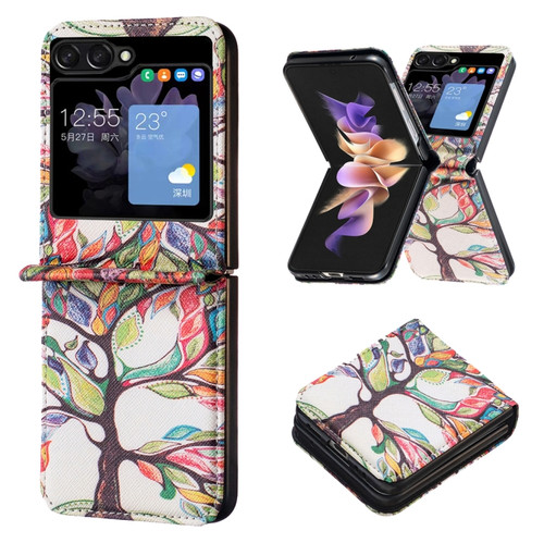 Samsung Galaxy Z Flip5 Colored Drawing Leather Phone Case - Tree Life