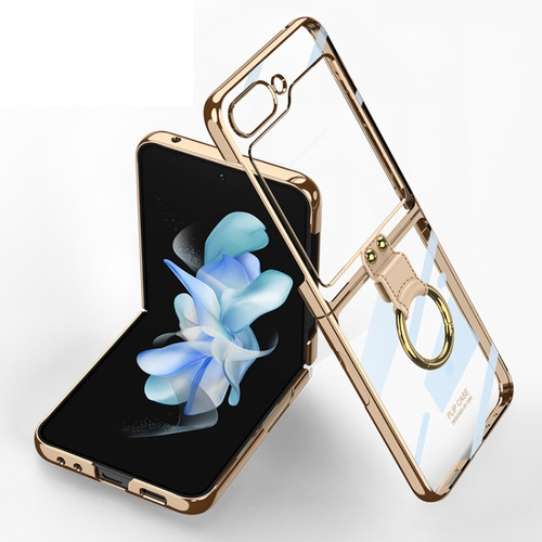 Samsung Galaxy Z Flip5 GKK Electroplating Phone Case with Ring - Gold