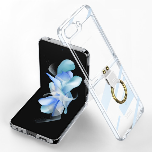 Samsung Galaxy Z Flip5 GKK Electroplating Phone Case with Ring - Transparent