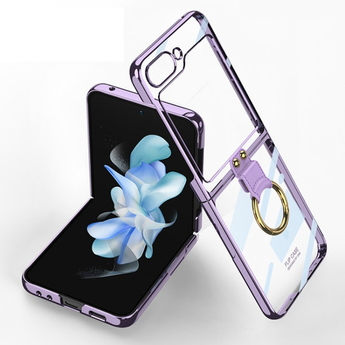 Samsung Galaxy Z Flip5 GKK Electroplating Phone Case with Ring - Purple