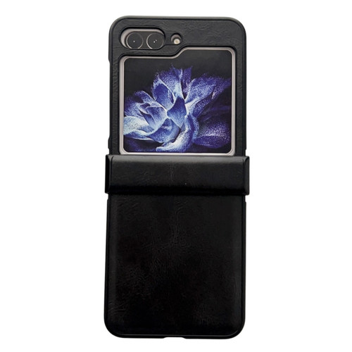 Samsung Galaxy Z Flip5 Crazy Horse Texture Hinge Shockproof Protective Phone Case - Black