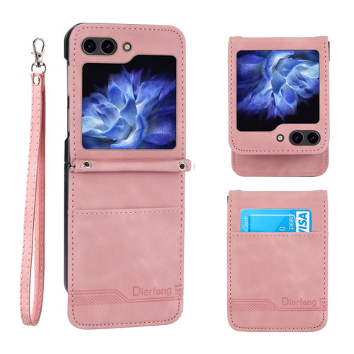 Samsung Galaxy Z Flip5 Dierfeng Dream Line TPU + PU Leather Phone Case - Pink