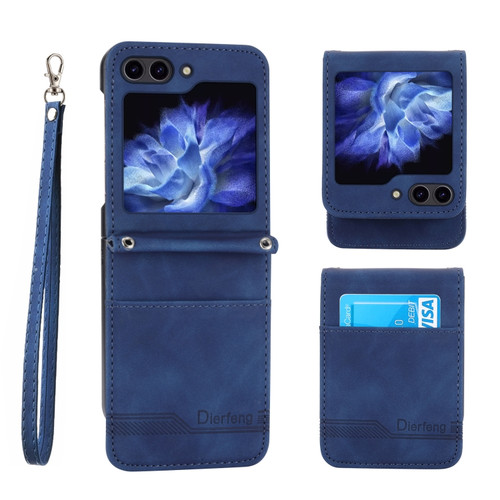 Samsung Galaxy Z Flip5 Dierfeng Dream Line TPU + PU Leather Phone Case - Blue