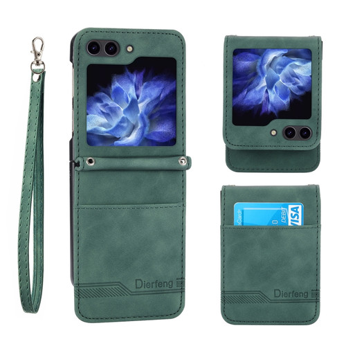 Samsung Galaxy Z Flip5 Dierfeng Dream Line TPU + PU Leather Phone Case - Green