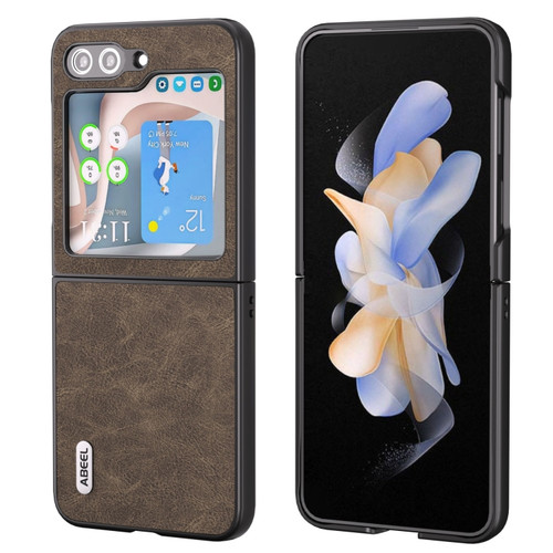 Samsung Galaxy Z Flip5 ABEEL Dream Litchi Texture PU Phone Case - Khaki