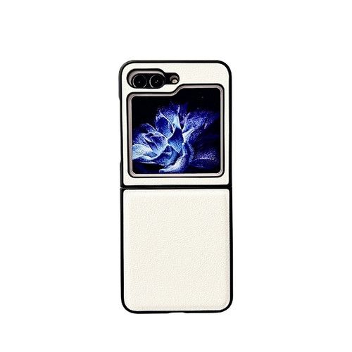 Samsung Galaxy Z Flip5 Litchi Texture PC +TPU Shockproof Phone Case - White