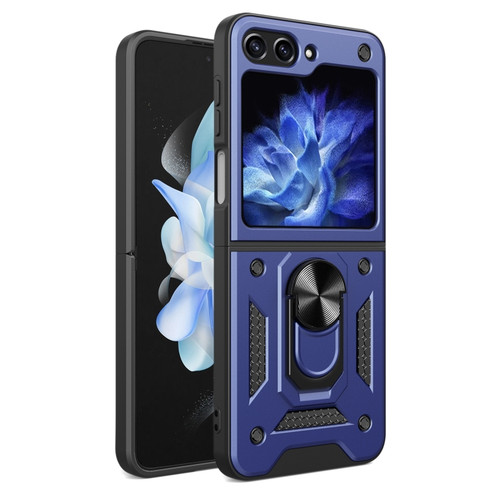 Samsung Galaxy Z Flip5 Armor Magnetic Bracket TPU+PC Phone Case - Blue