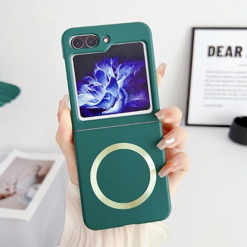 Samsung Galaxy Z Flip5 Skin Feel Magsafe Magnetic Shockproof PC Phone Case - Dark Green