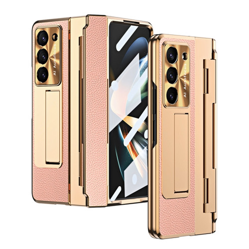 Samsung Galaxy Z Fold5 5G Integrated Full Coverage Phone Case with Hinge - Gold+Pink