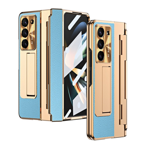 Samsung Galaxy Z Fold5 5G Integrated Full Coverage Phone Case with Hinge - Gold+Blue