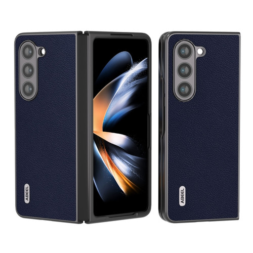 Samsung Galaxy Z Fold5 ABEEL Black Edge Genuine Leather Mino Phone Case - Royal Blue