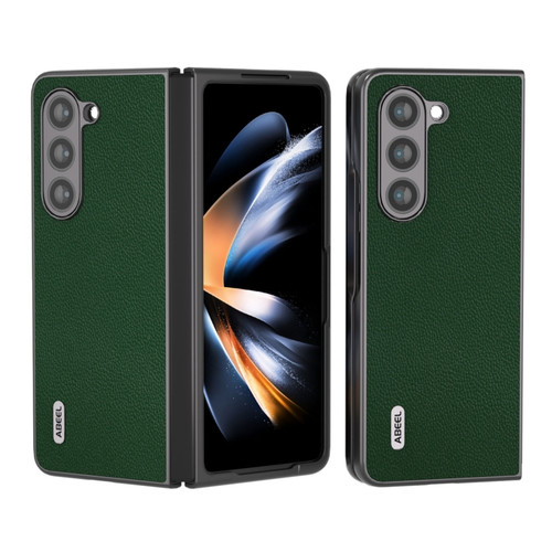 Samsung Galaxy Z Fold5 ABEEL Black Edge Genuine Leather Mino Phone Case - Green