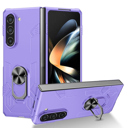 Samsung Galaxy Z Fold5 5G Matte UV Armor Ring Shockproof Phone Case - Purple