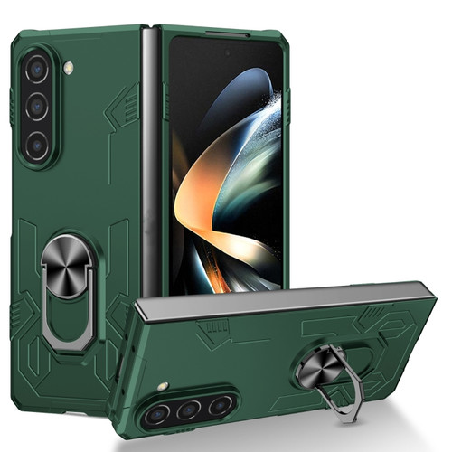 Samsung Galaxy Z Fold5 5G Matte UV Armor Ring Shockproof Phone Case - Dark Green