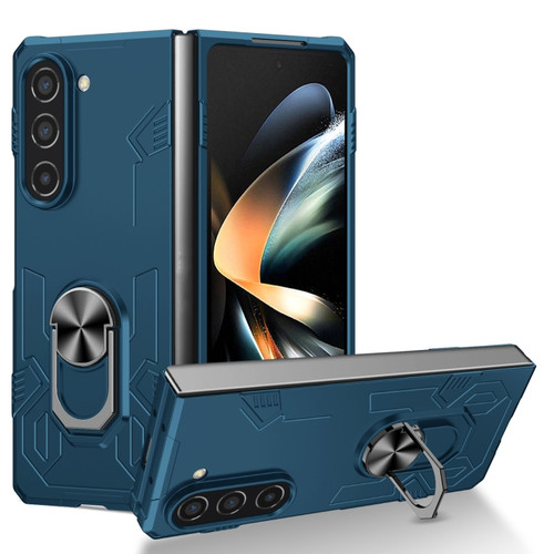 Samsung Galaxy Z Fold5 5G Matte UV Armor Ring Shockproof Phone Case - Dark Blue