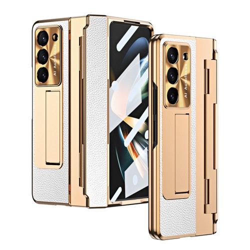 Samsung Galaxy Z Fold5 5G Integrated Full Coverage Phone Case with Hinge - Gold+White