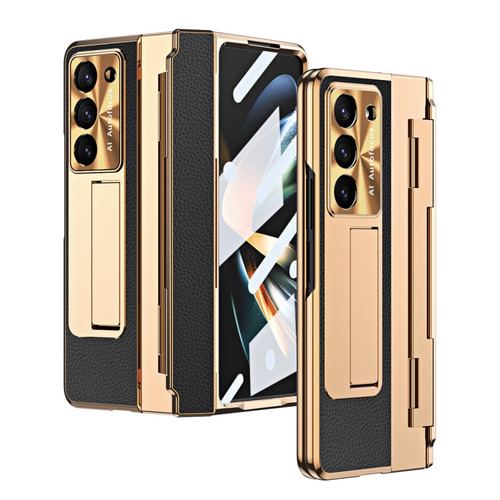 Samsung Galaxy Z Fold5 5G Integrated Full Coverage Phone Case with Hinge - Gold+Black