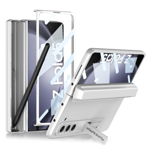 Samsung Galaxy Z Fold5 GKK Integrated Magnetic Full Coverage Phone Flip Case with Pen Box - Silver
