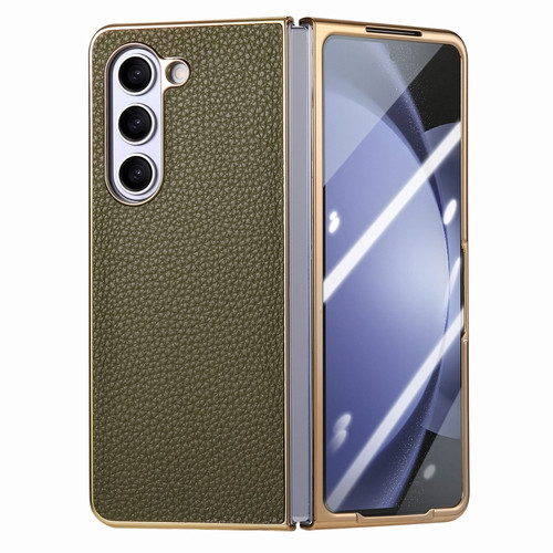 Samsung Galaxy Z Fold5 5G Integrated Film Electroplated Leather Phone Case - Green