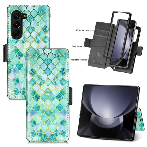 Samsung Galaxy Z Fold5 5G CaseNeo Colorful Magnetic Leather Phone Case - Emeralds