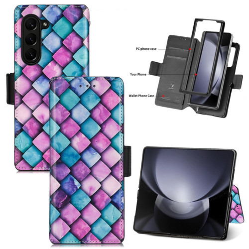 Samsung Galaxy Z Fold5 5G CaseNeo Colorful Magnetic Leather Phone Case - Purple Scales