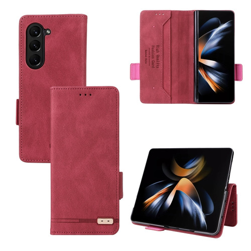 Samsung Galaxy Z Fold5 Magnetic Clasp Leather Phone Case - Red