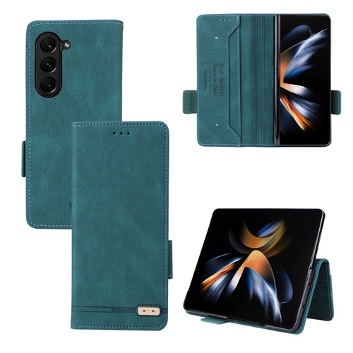Samsung Galaxy Z Fold5 Magnetic Clasp Leather Phone Case - Green