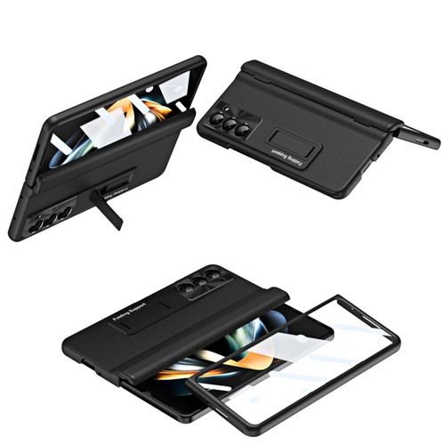 Samsung Galaxy Z Fold5 5G Shell-membrane Integrated Hinge All-around Leather Folding Phone Case - Black